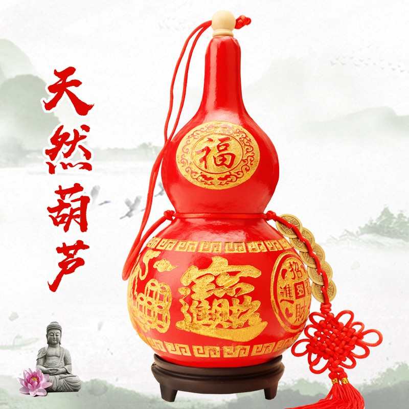天然朱砂大漆彩绘把玩挂件客厅门口风水装饰品葫芦摆件艺术