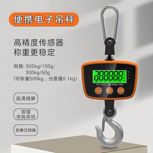 WH-C04电子吊秤500kg电子秤300kg吊钩秤行车磅起重秤