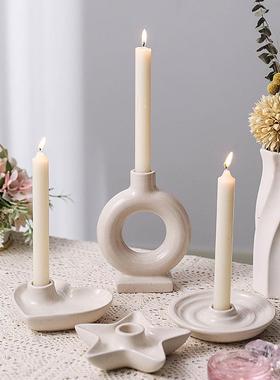 欧美ins风简约素雅陶瓷香薰蜡烛台拍照道具家居装饰摆件礼品礼物