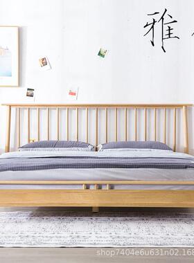 北欧实木双人床1.8m1.5m 简约现代卧室实木婚床 民俗酒店双人床