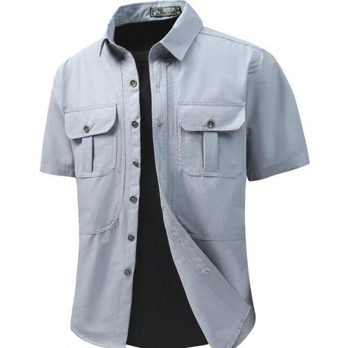 Men's Solid Color Button Front Collar Shirt Casual Regular