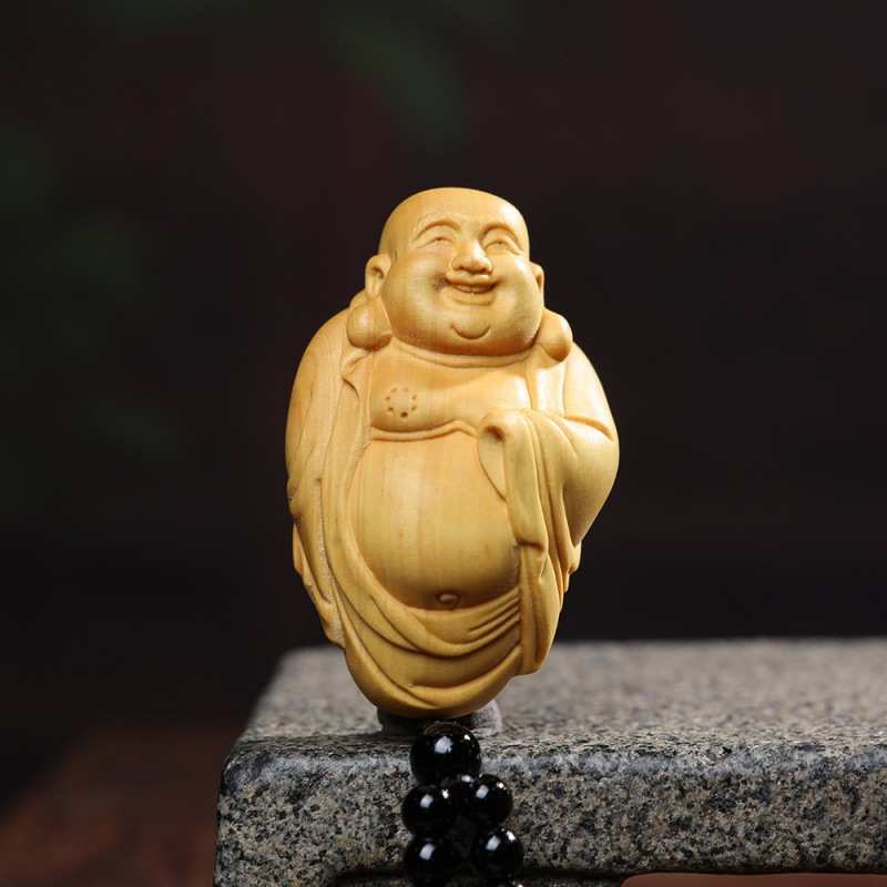 小叶黄杨木雕刻手把件男士随身文玩把玩件佛魔一念之间汽车木挂件