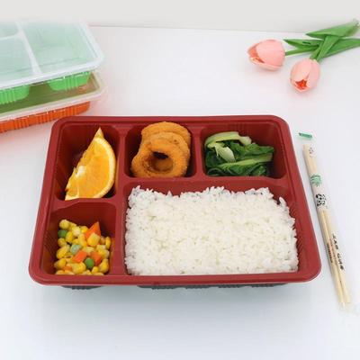 整箱打包盒塑料饭盒带盖五格商务便当盒一次性快餐盒外卖加热饭盒