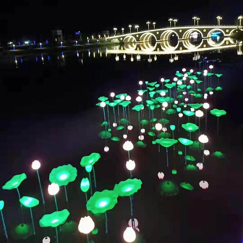 LED户外亮化灯3D仿真荷花灯景区公园湖面池塘发光莲花景观灯
