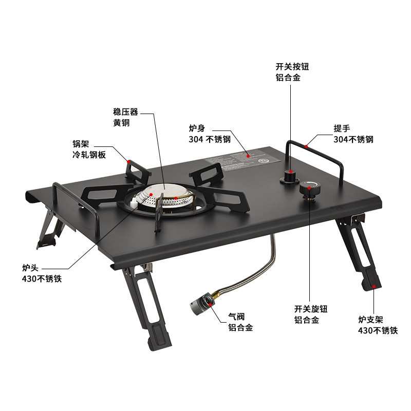 IGT气炉卡式炉具桌面单口炉台嵌两用户外露营折叠超轻便携式野营