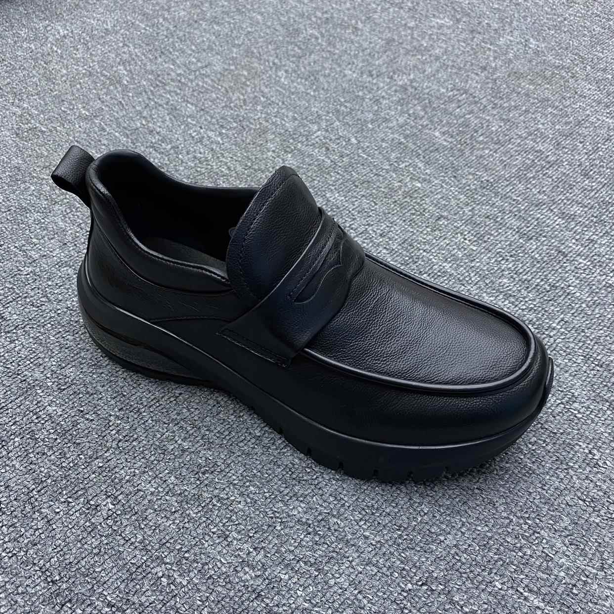 正品真皮男鞋023款层牛皮厚底商务休闲正装鞋百头搭一新脚蹬2德比