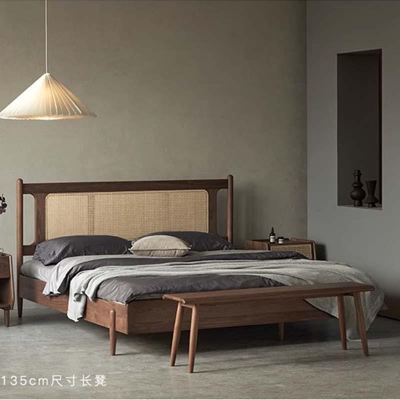 北美黑11123餐胡桃木凳简约尚桌凳樱桃木床尾凳复古时餐凳长实木