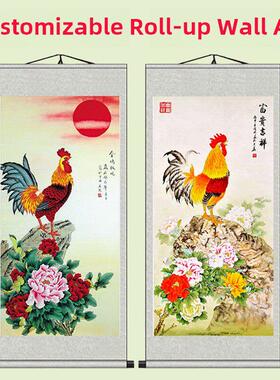 金鸡报晓挂画生肖大公鸡画像客厅玄关卷轴吉祥如意雄鸡图装饰字画