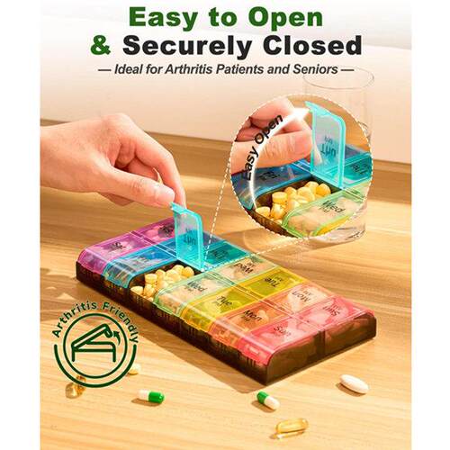 Large Pill Organizer Case Box 2 Times Medicine Dispenser