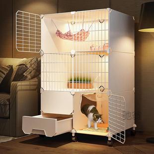 麓f猫笼子带厕所一体家用超大自由空间室内不占地二层三层成年猫