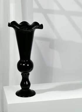 装饰品黑色家居艺术摆件古风纯手工复古简约中样板软玻璃制作烛台