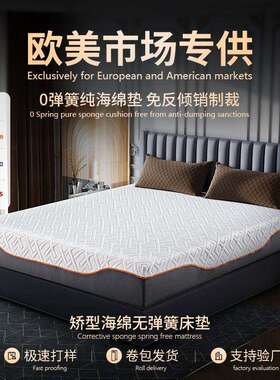 跨境欧美外贸纯海绵床垫席梦思压缩床垫零压记忆绵foam mattress