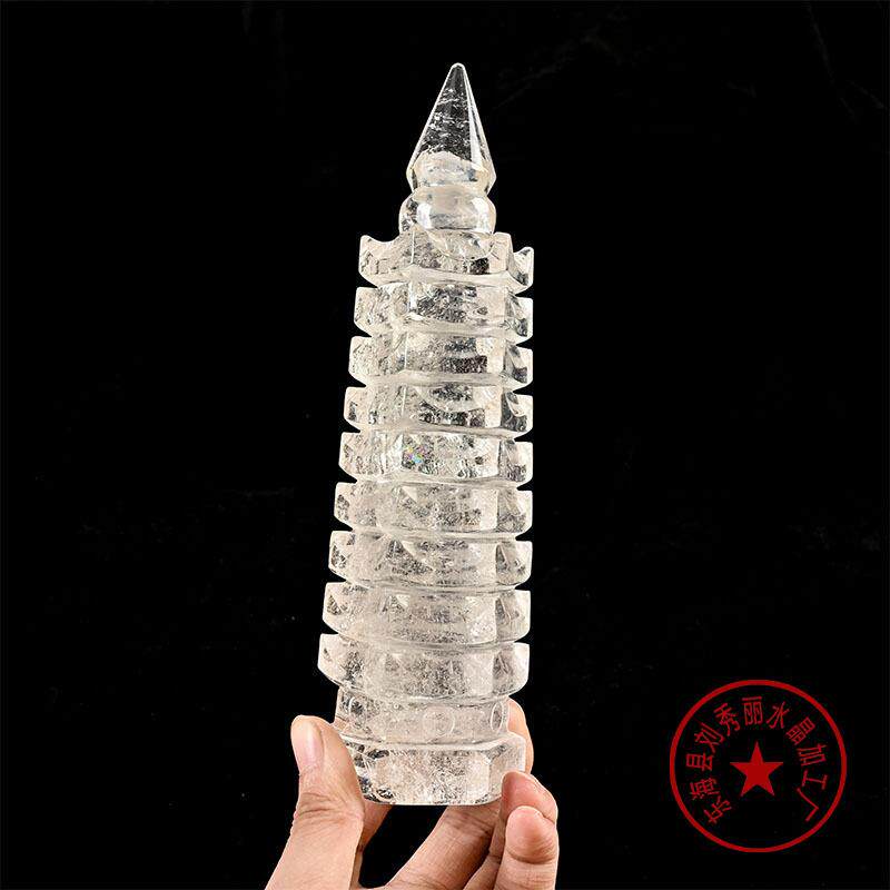 天然白水晶文昌塔摆件水晶原石打磨宝塔书桌家居桌面装饰厂家直销