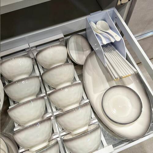 渐变灰碗碟套装家用釉下彩加厚陶瓷餐具吃饭的碗高级感盘子碗厨具