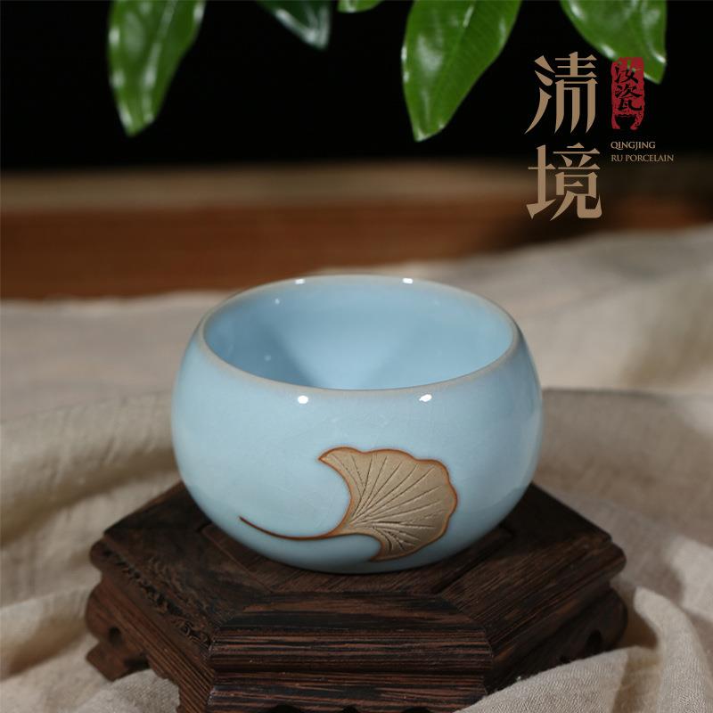 汝窑高端全手工单个单杯个人杯可养茶杯品茗杯禅定杯陶瓷主人杯