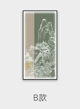 奢中式国风中灯阙挂画飞轻款建筑壁画装饰画重过道宫走廊竖新玄关