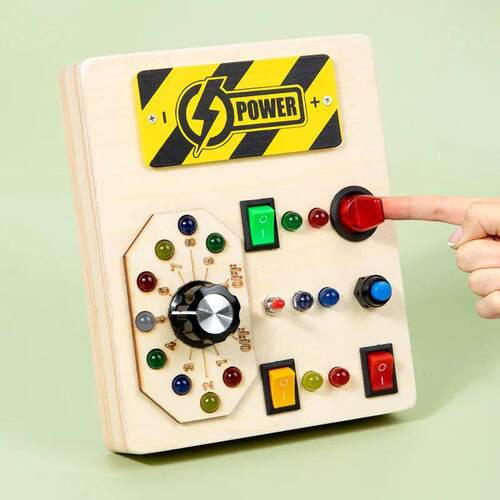 Montessori Busy Board Sensory Toys Wooden With LED Light Swi