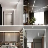 客厅吊顶暗200明装 款 1装 条形led线条灯线性灯银色20 1线型 嵌入式