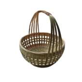 竹编提篮家用圆形买菜篮大号镂空篮手工编织拜神篮竹制品采摘竹篮