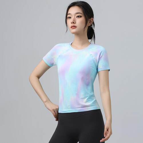 Yoga clothes, women's running sportswear, round neck
