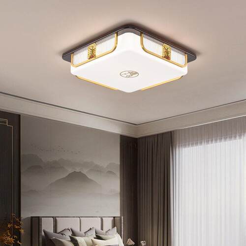 新款直销新中式吸顶灯简约长方形客厅灯具套餐中国风实木餐厅led
