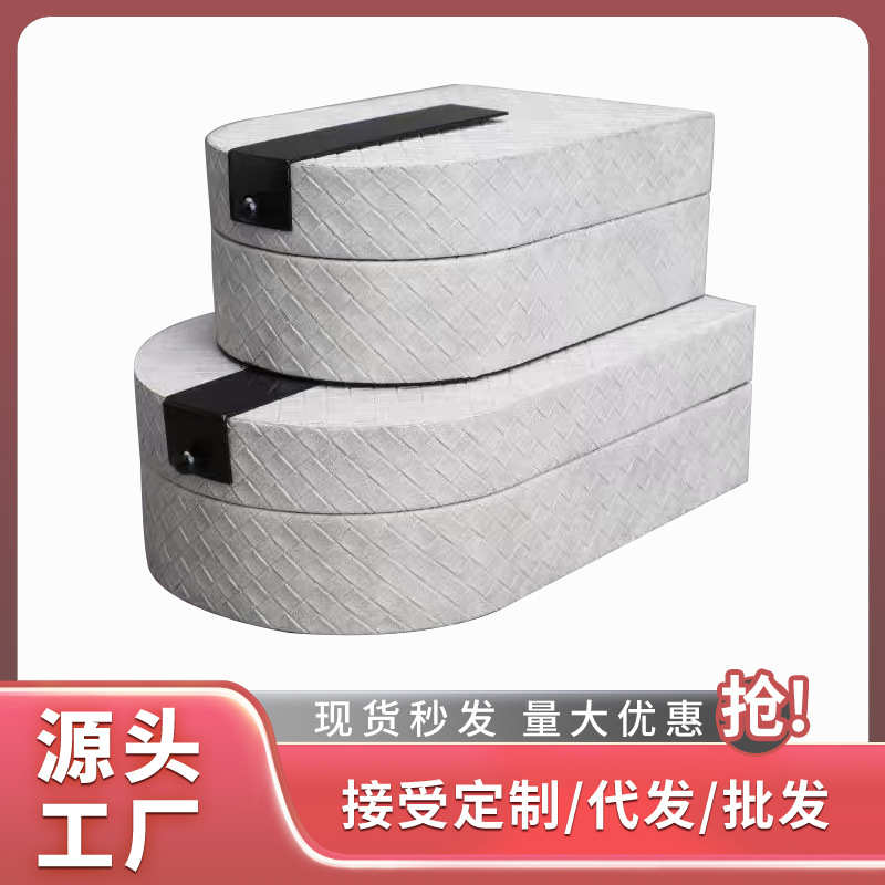 新中式木质皮革首饰收纳盒样板房售楼部居家衣帽间桌面装饰品摆件