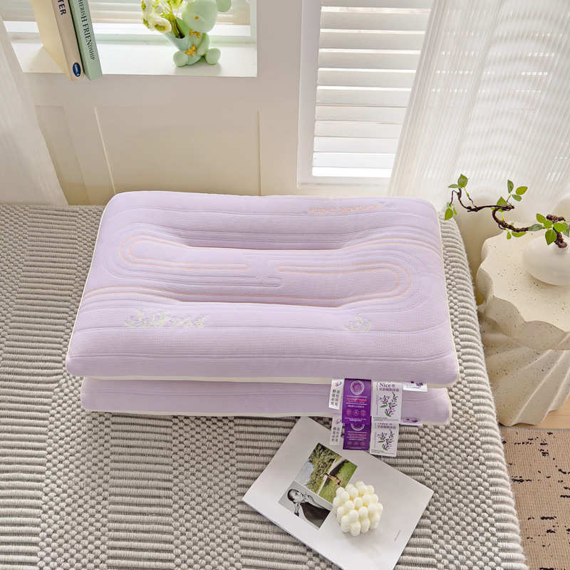 分区单人新款羽丝绒枕芯定型枕芯薰衣草呵护紫色枕头针织直播批发