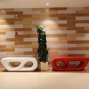 璃息钢创意日字凳简现代商约场座886椅户玻外公园景区长椅休区椅