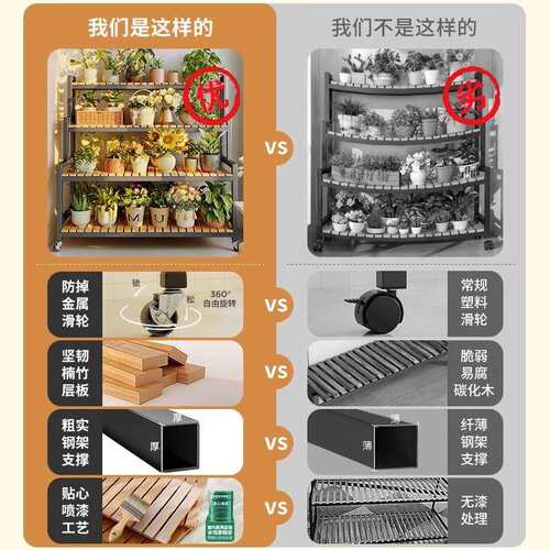 花架置物架阳台花架子客厅落地式移动新款多层多肉花盆托架植物角