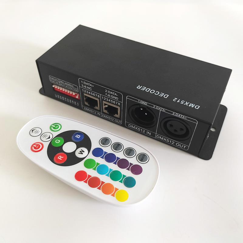 220V 110V 高压LED灯条DMX512同频解码控制器 远距24键RF射频遥控