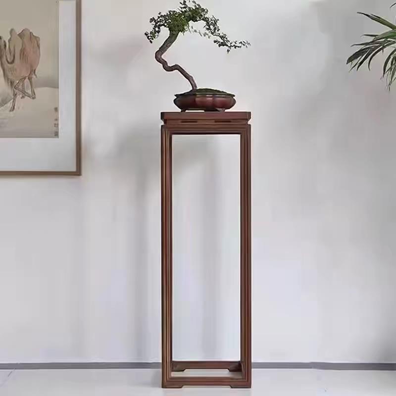 新中式实木花架客厅阳台宋式美花几老榆木装饰架落地盆景花盆架