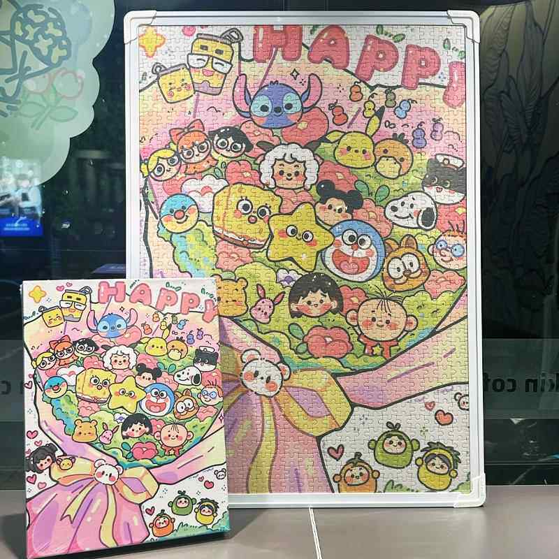 一千片史迪仔卡通花束拼图1000片12岁以上女孩成人版高颜值治愈系