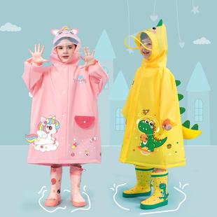 儿童雨衣EVA小学生幼儿园卡通带书包位带拉链防暴雨反光徒步雨披