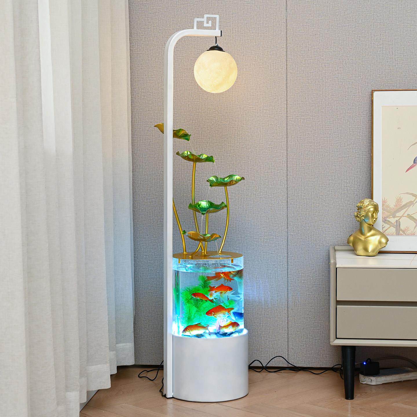现代简约鱼缸流水摆件循环水客厅水景观电视柜沙发旁落地装饰礼物