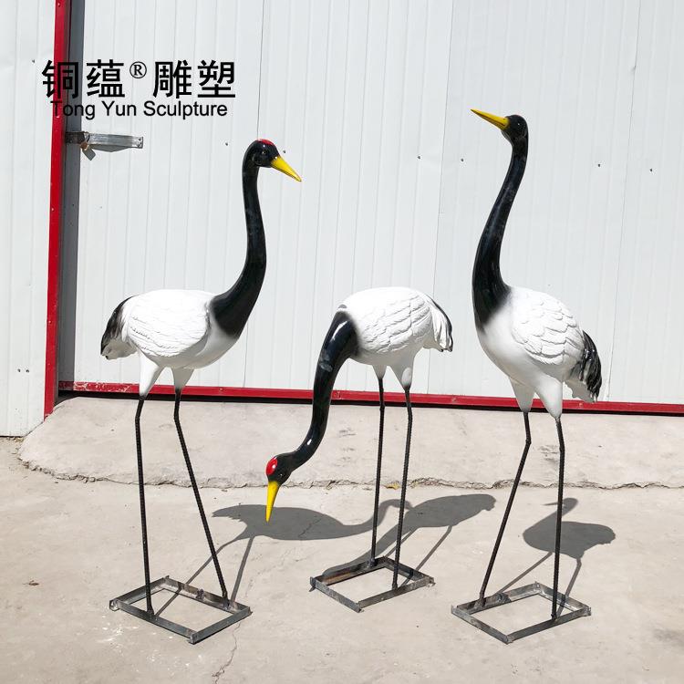 玻璃钢仙鹤雕塑仿真丹顶鹤摆件园林景观动物雕塑仿真仙鹤雕塑厂家