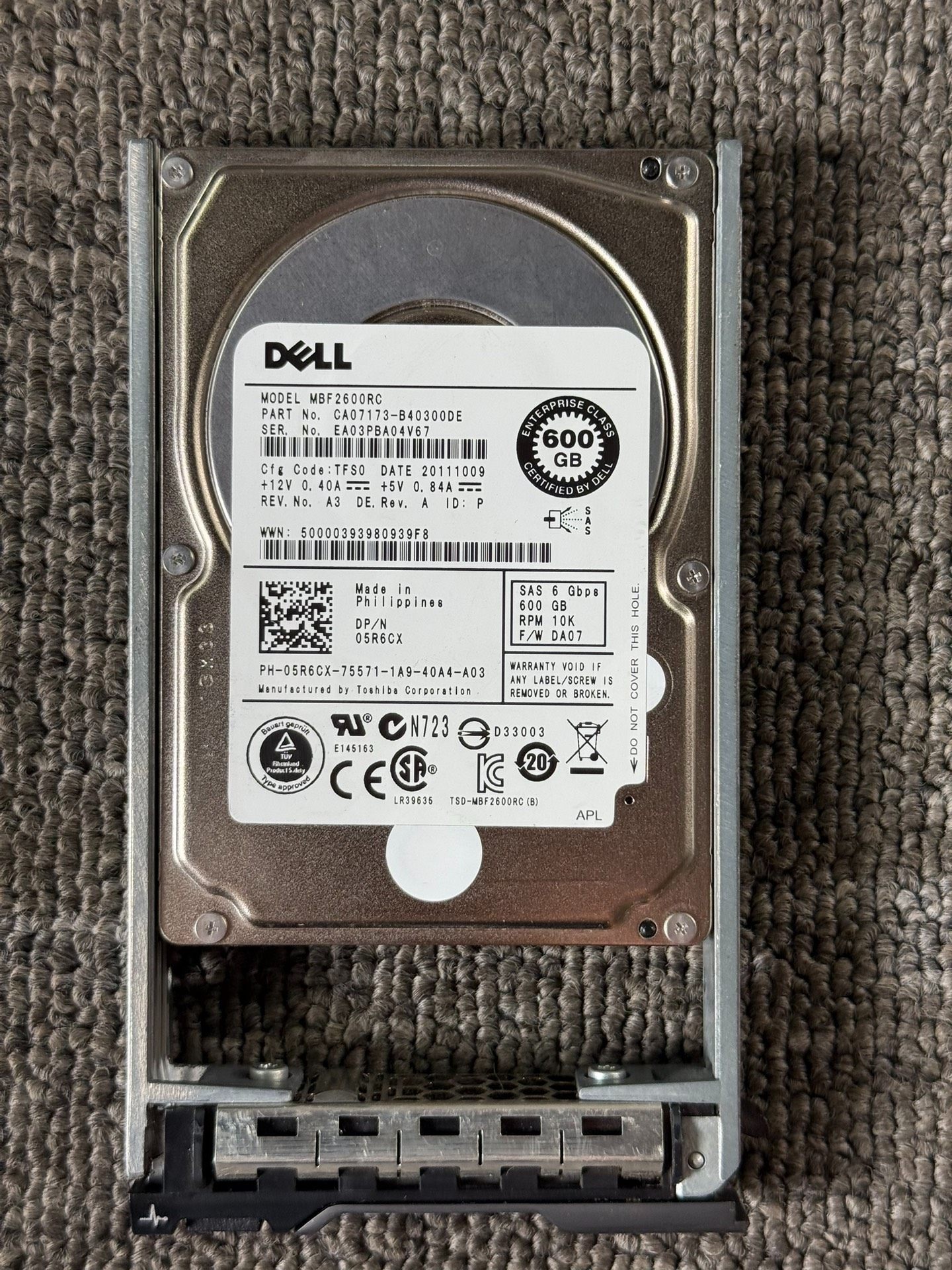 DELL 05R6CX MBF2600RC 600G 10K