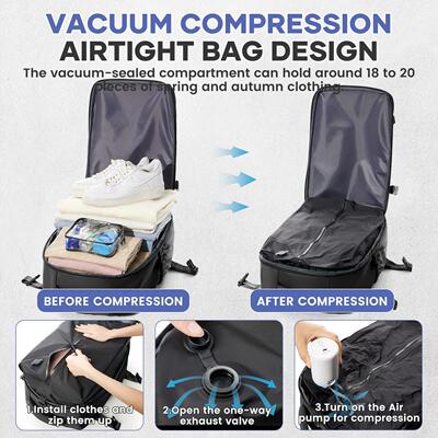 Men Vacuum Compression Backpack 15.6in Laptop Backpack Expan