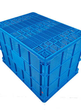 800*572*505塑料筐带轮子服装周转筐超大号胶框快递配送筐镂空筐