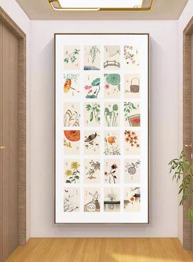 新中式4十四气玄关装饰画入户二正对门竖版节挂2画日式风民宿WPZ
