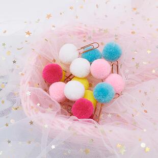 少女心毛球回形针彩色软妹可爱手账DIY装饰配件书签小别针曲别针