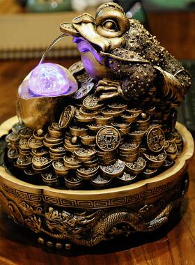 金蟾招财流水摆件三足蟾蜍开 业礼品聚宝风水金蝉店铺收银柜台装