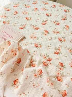 全棉剪花数码印花面料 韩系黄色小碎花布童装亲子装家居服包包diy