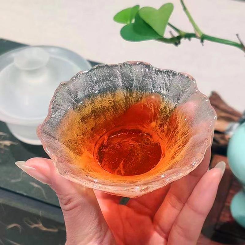 纯手工原矿水晶斗笠杯花边水晶杯刻面个性主人杯品茗喝茶杯