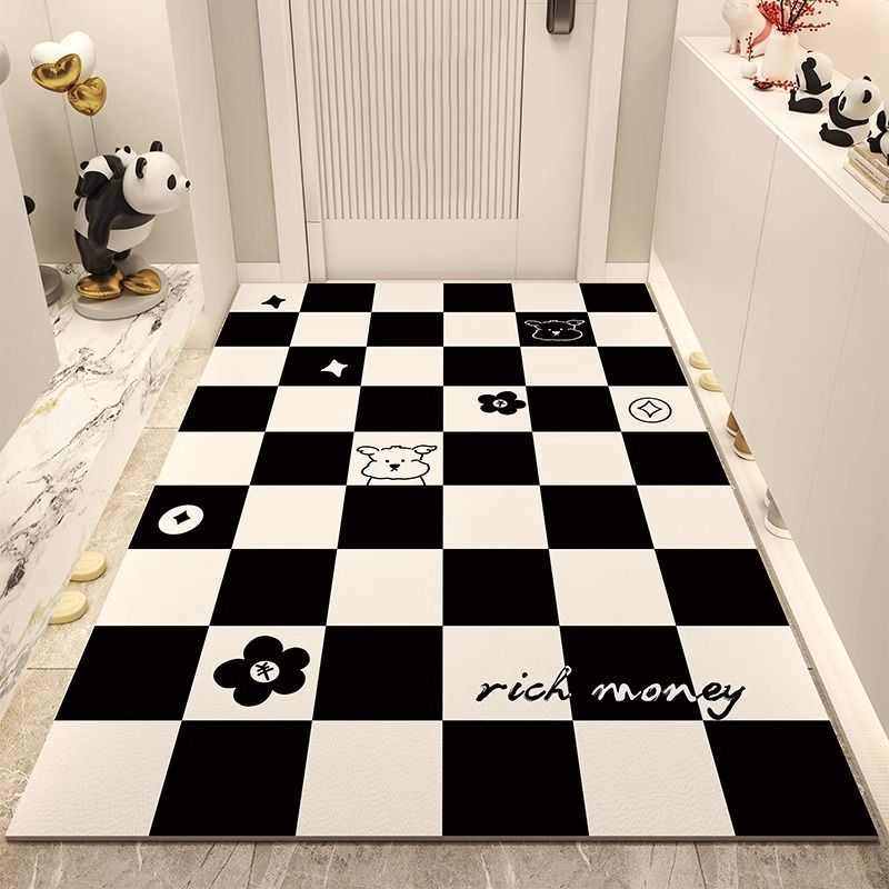 黑白格入户门地垫新款耐脏免洗可擦进门地毯皮革玄关大门口脚垫,居家布艺,家用脚垫,淘宝优惠券,粉丝福利购,淘宝优惠卷