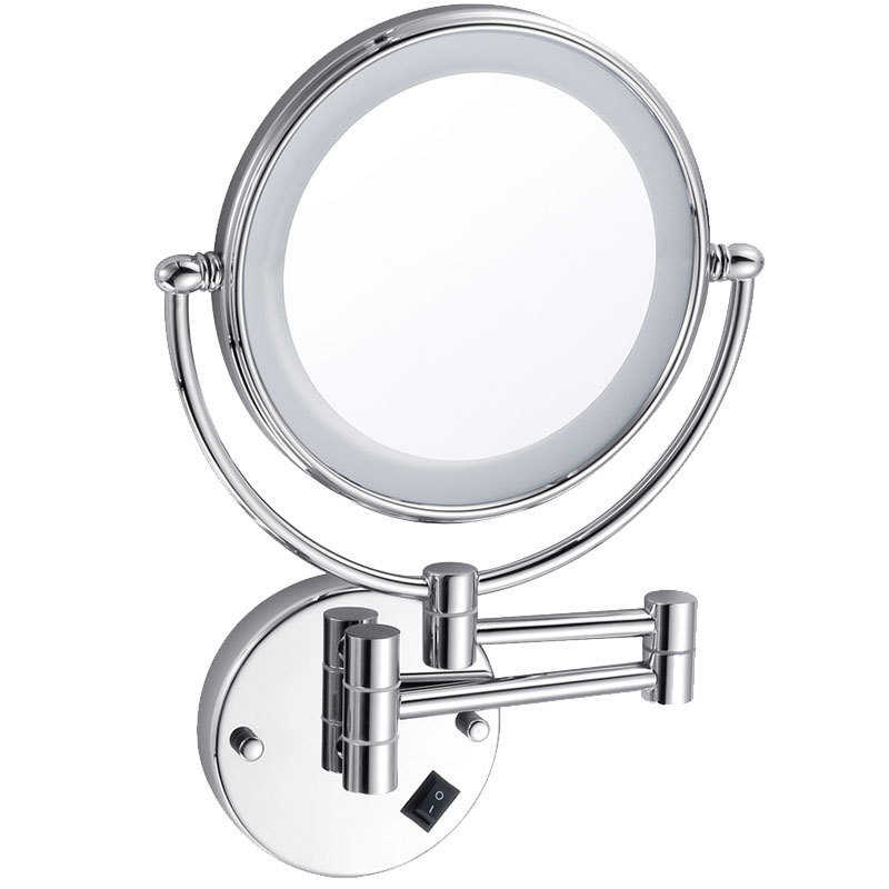 镜子浴室led酒店伸缩化妆镜卫生间灯壁挂折梳妆台免双面镜 带打孔