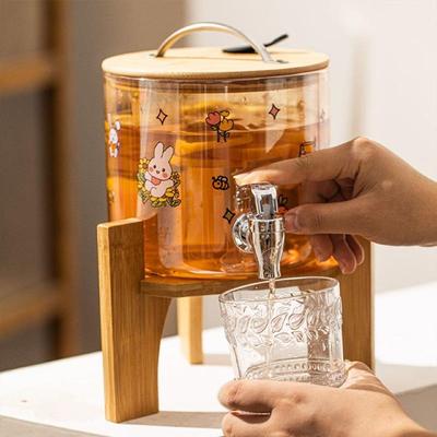 耐高温玻璃水具套装冷水壶凉茶壶大容量带龙头家用杯子桶冰箱罐瓶