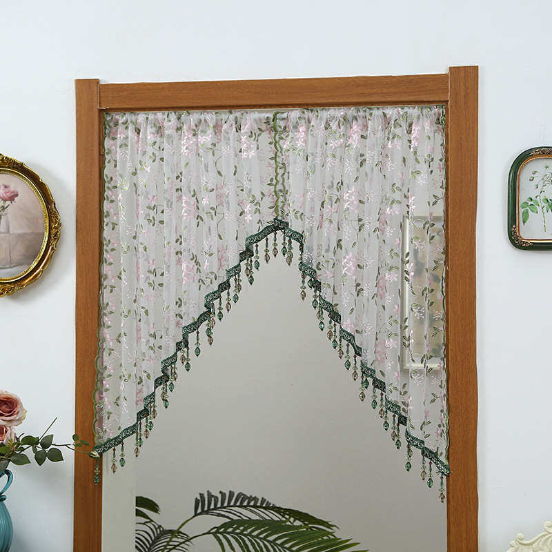 法式帘蕾丝房间卫生间遮挡新款帘纱帘帘隔断半截半帘卧室门帘三角
