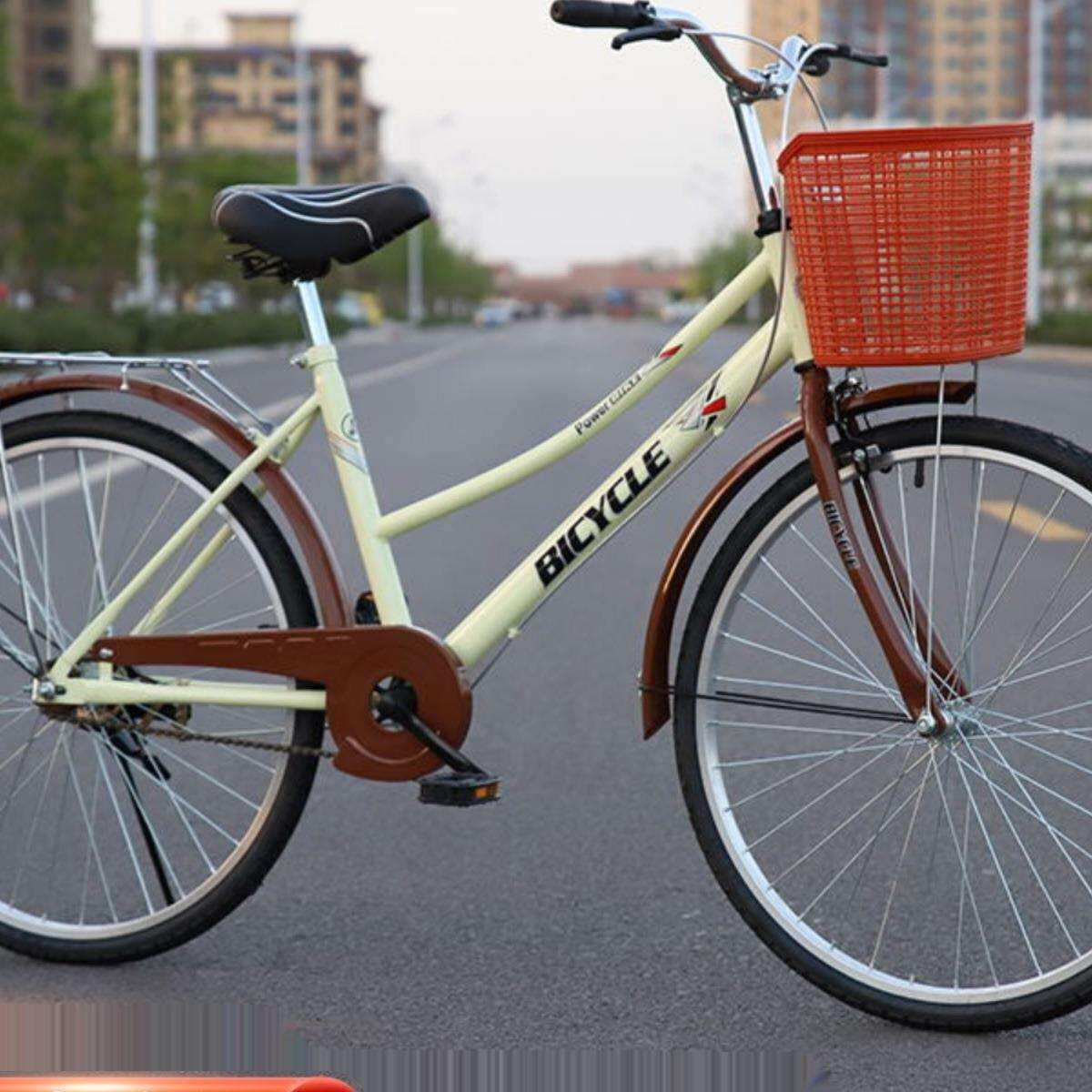 自行车成人男式女式24寸26寸复古车通勤车老人代步通用车轻便单车