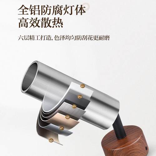 中古风美式明装防眩射灯胡桃木家用客厅卧室壁灯可调角度led餐厅