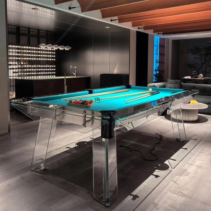莱特水晶钢化透明玻璃台球桌美式黑八亚克力家庭标准型桌球台